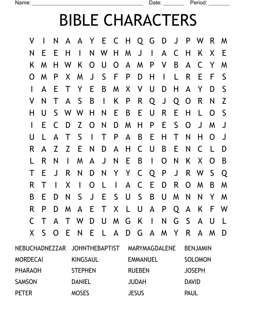 BIBLE CHARACTERS Word Search