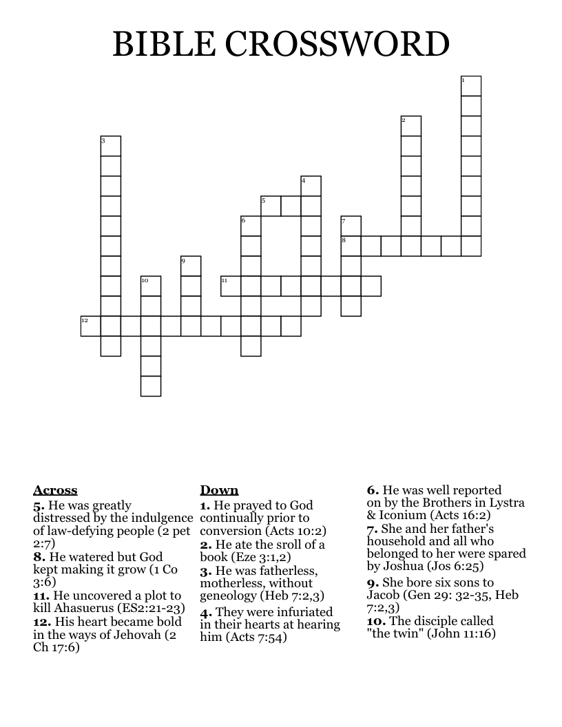 BIBLE CROSSWORD