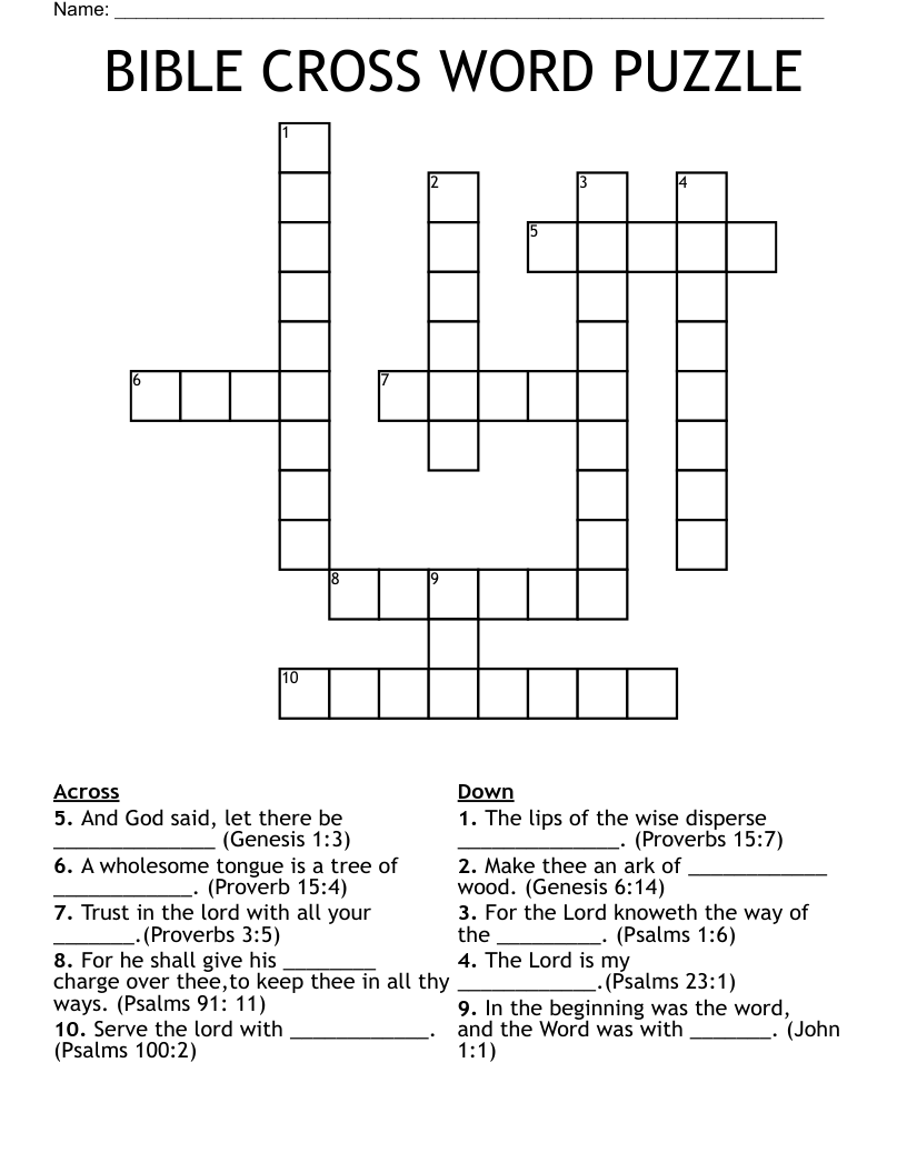 BIBLE CROSS WORD PUZZLE