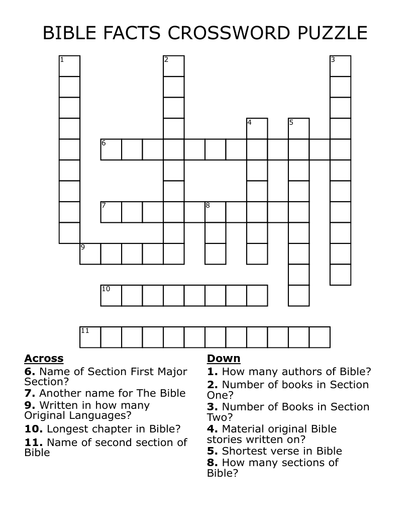 BIBLE FACTS CROSSWORD PUZZLE
