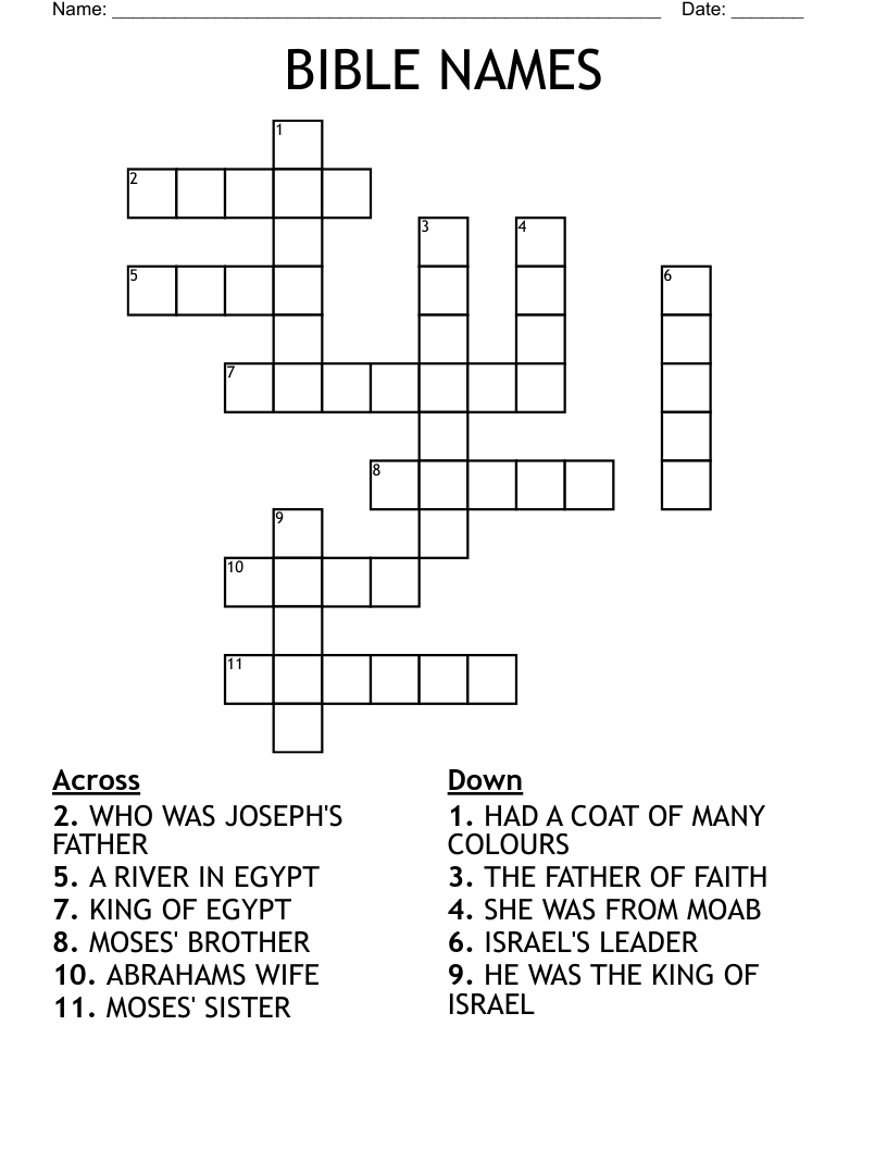 BIBLE NAMES Crossword