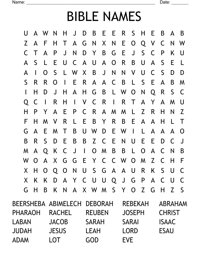 BIBLE NAMES Word Search