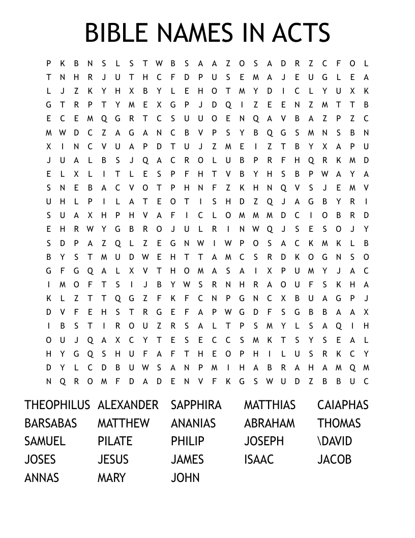 BIBLE NAMES IN ACTS Word Search