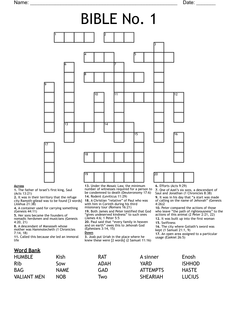 BIBLE No. 1 Crossword