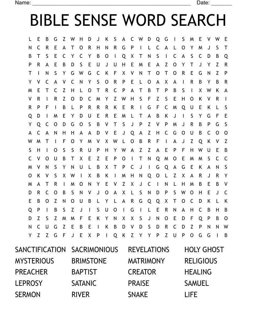 BIBLE SENSE WORD SEARCH