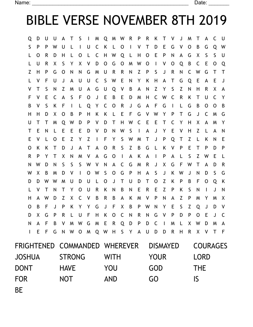 BIBLE VERSE NOVEMBER 8TH 2019 Word Search