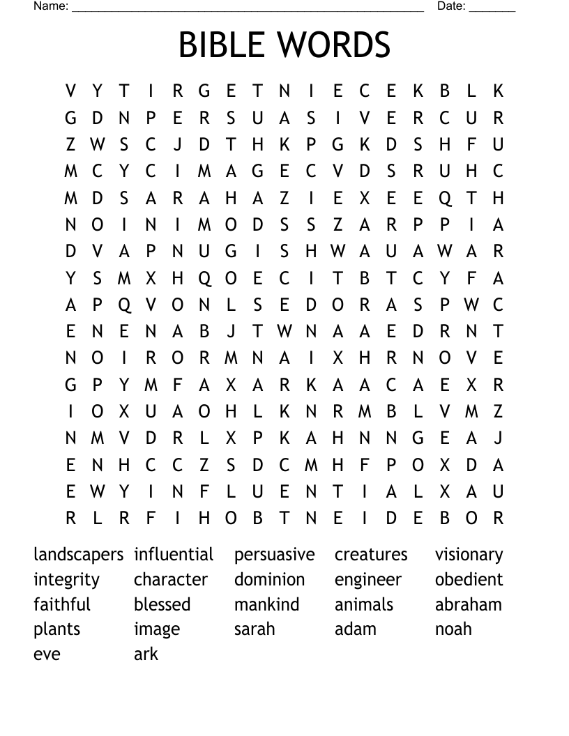 BIBLE WORDS Word Search