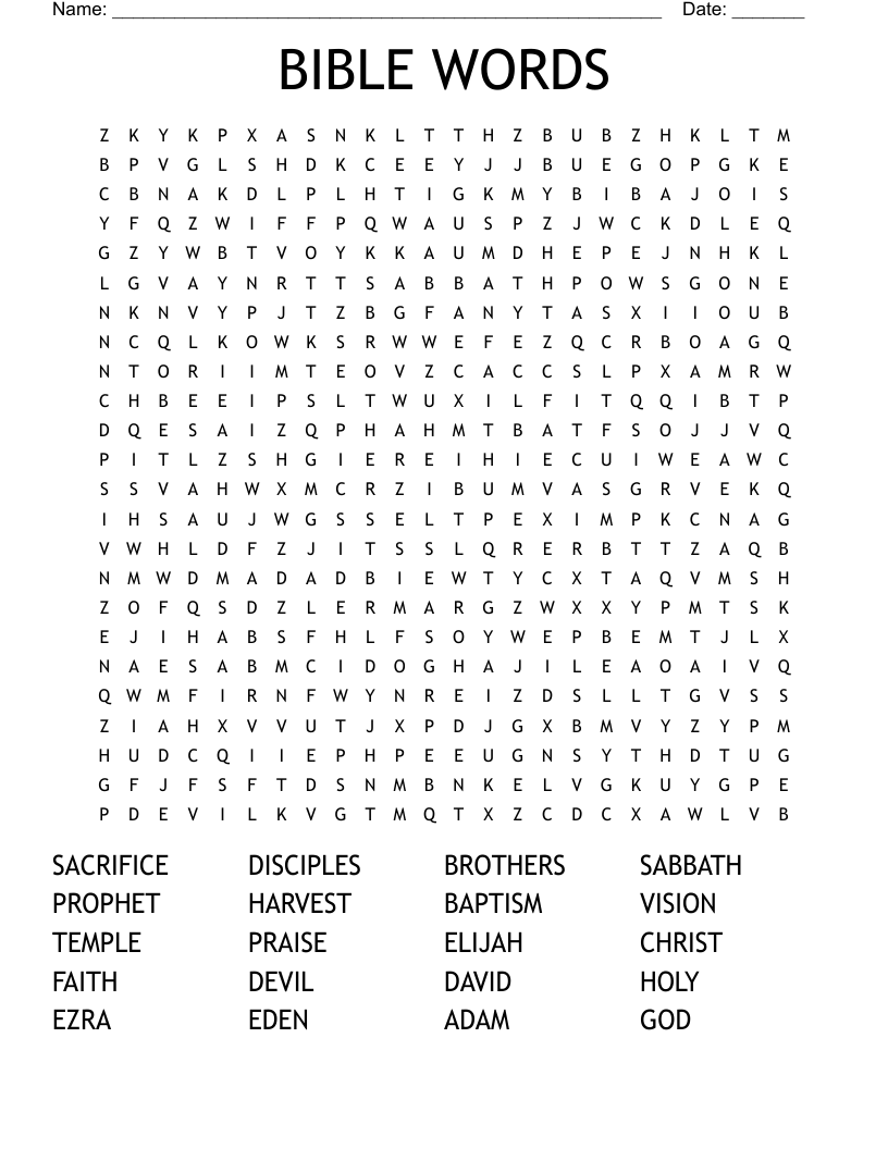 BIBLE WORDS Word Search