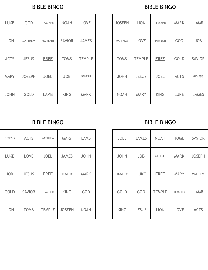 BIBLE  BINGO