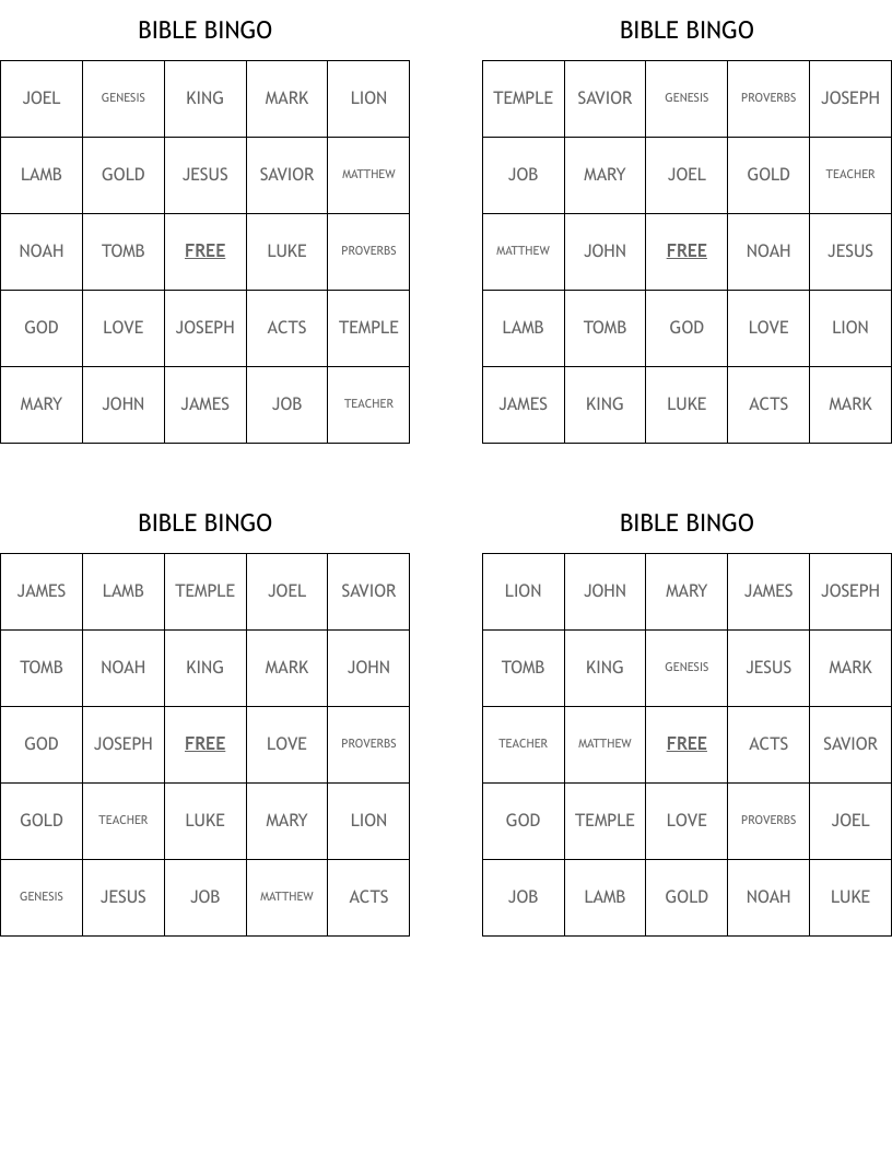 BIBLE  BINGO