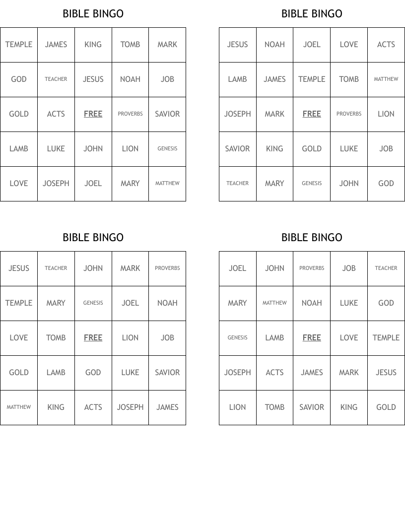BIBLE  BINGO