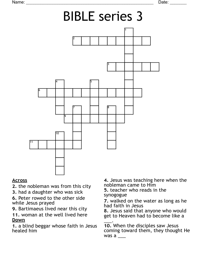 BIBLE series 3 Crossword