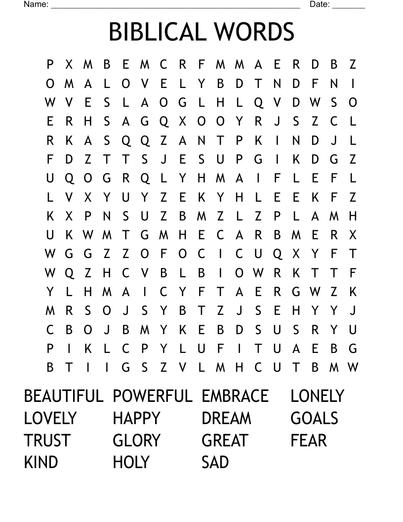 BIBLICAL WORDS  Word Search