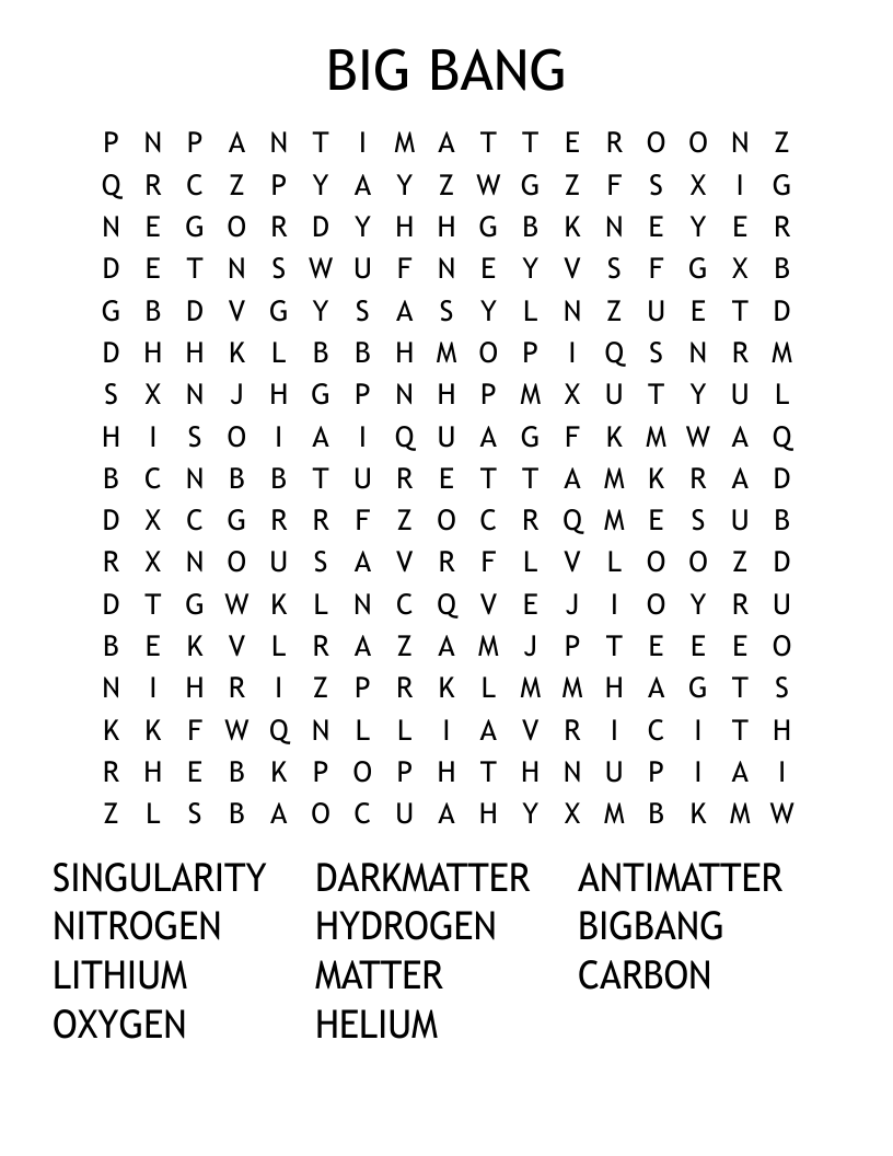 BIG BANG Word Search