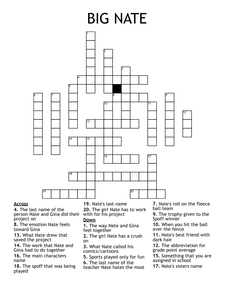 BIG NATE Crossword