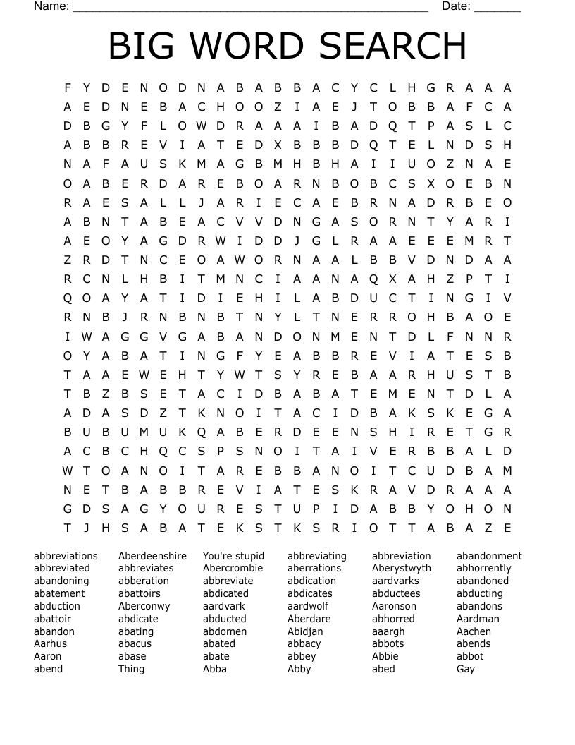 BIG WORD SEARCH