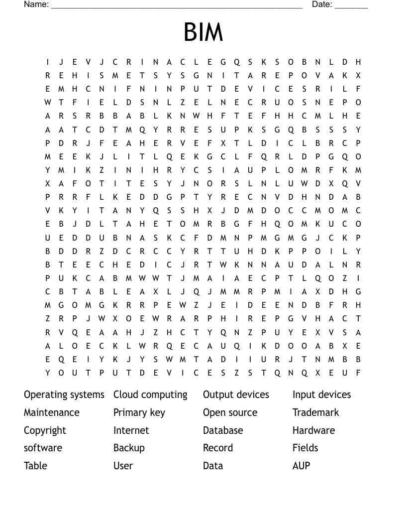 BIM Word Search