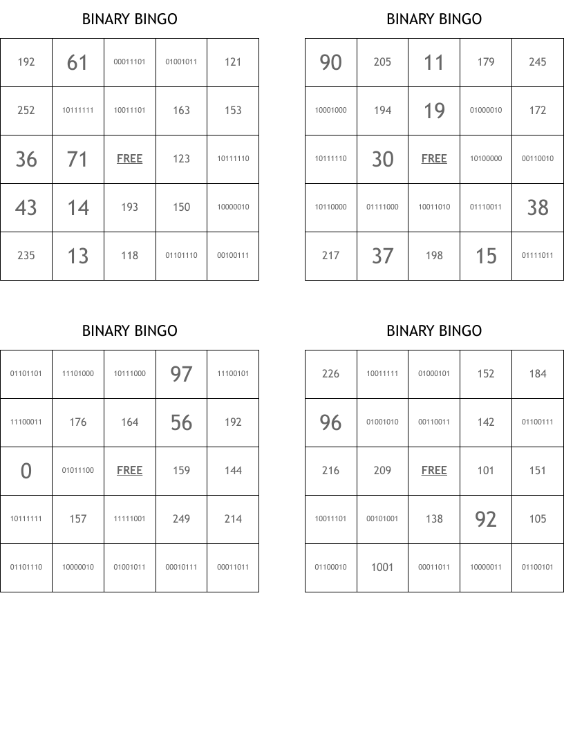 BINARY BINGO