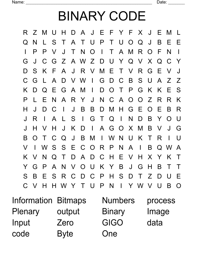 BINARY CODE Word Search