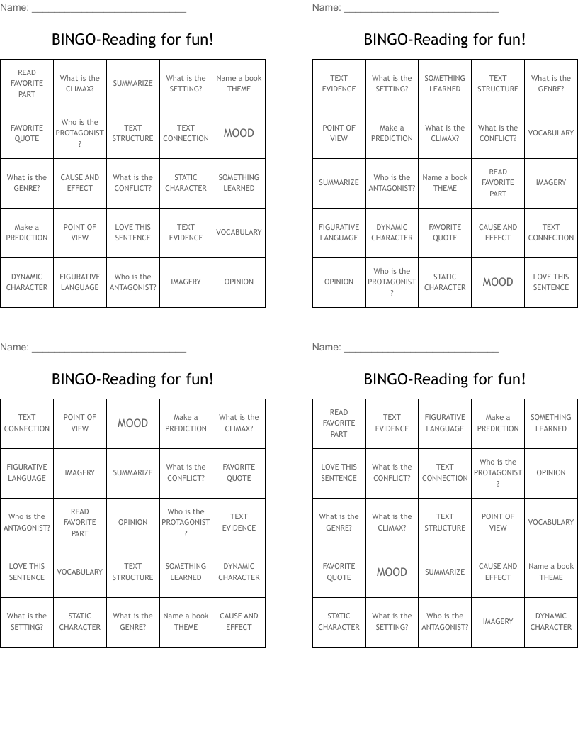 BINGO-Reading for fun!