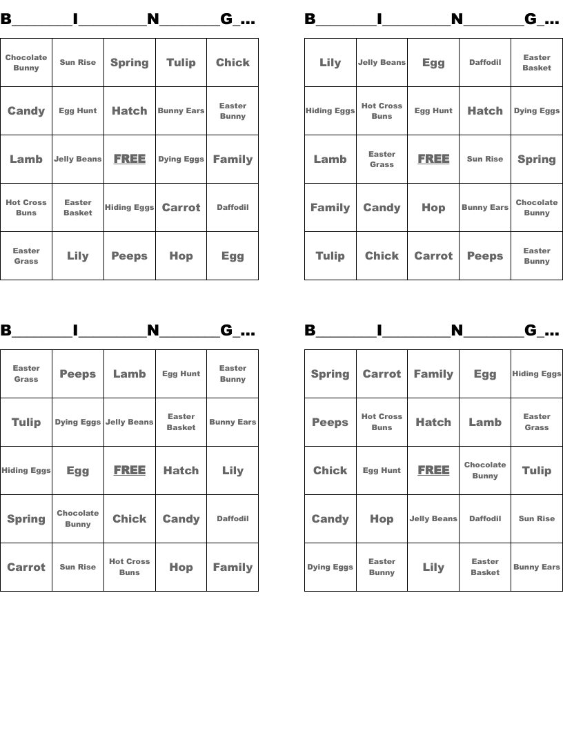 B________I_________N________G______O Bingo Cards