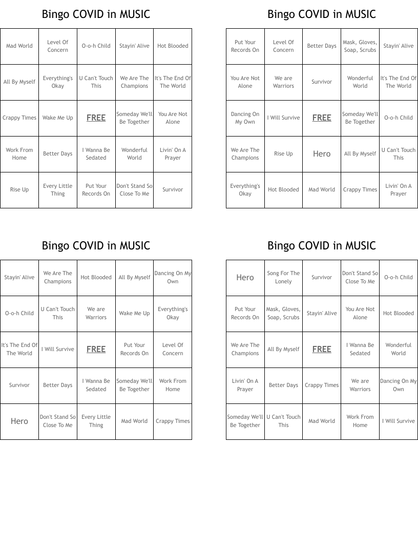 Bingo COVID in MUSIC