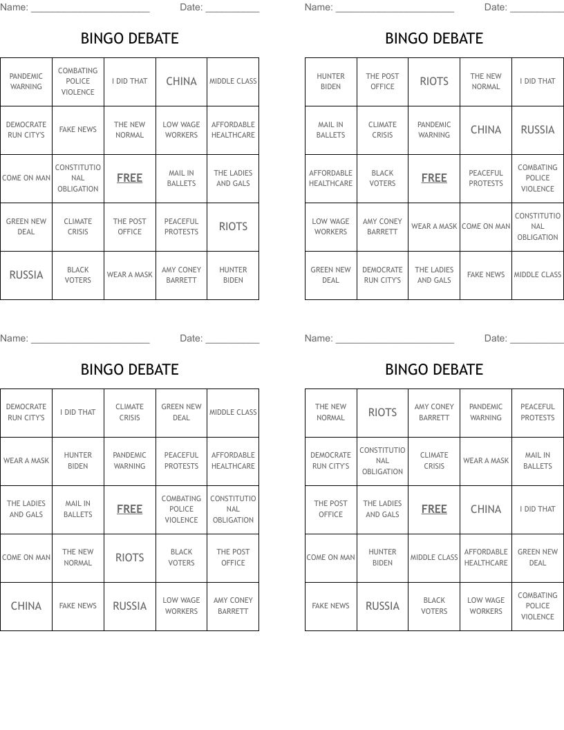 BINGO DEBATE