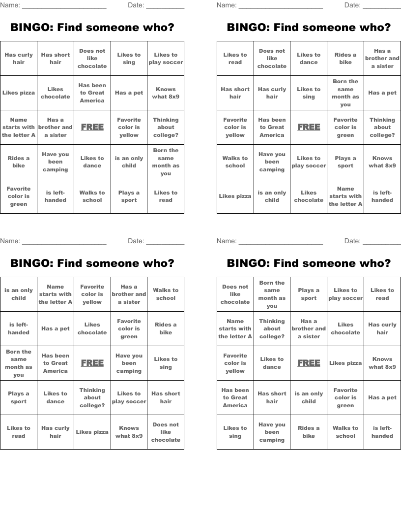 BINGO: Find someone who? 