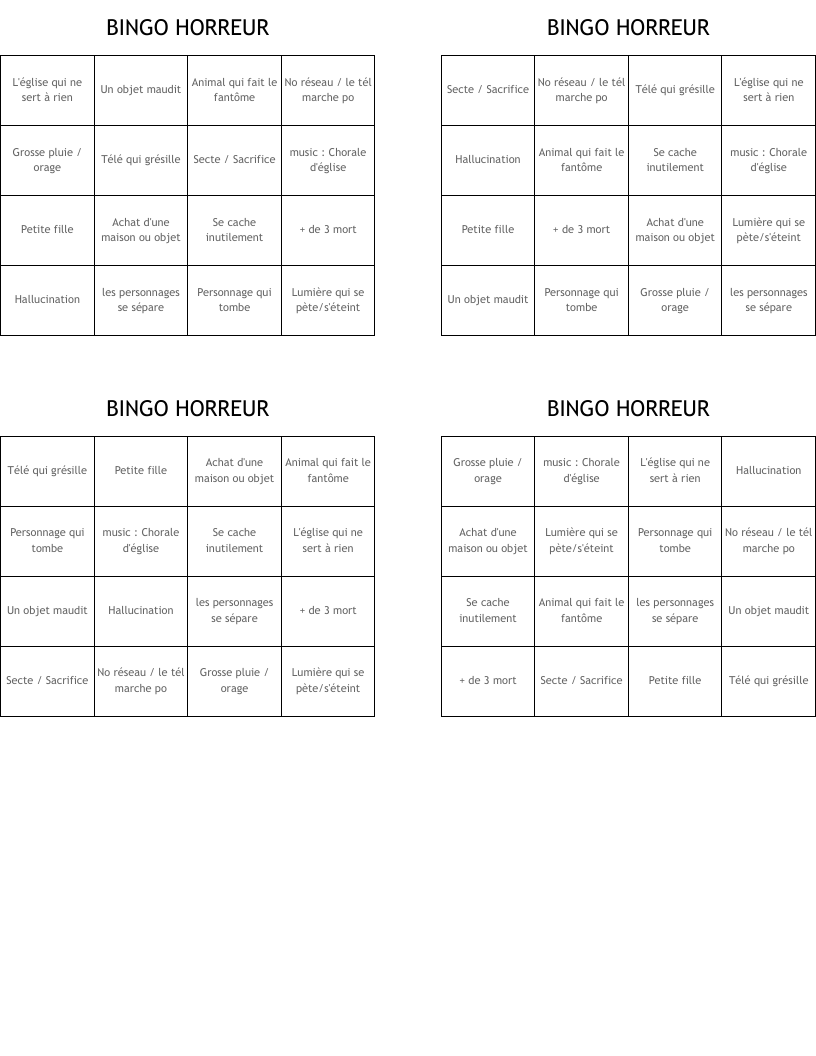 BINGO HORREUR