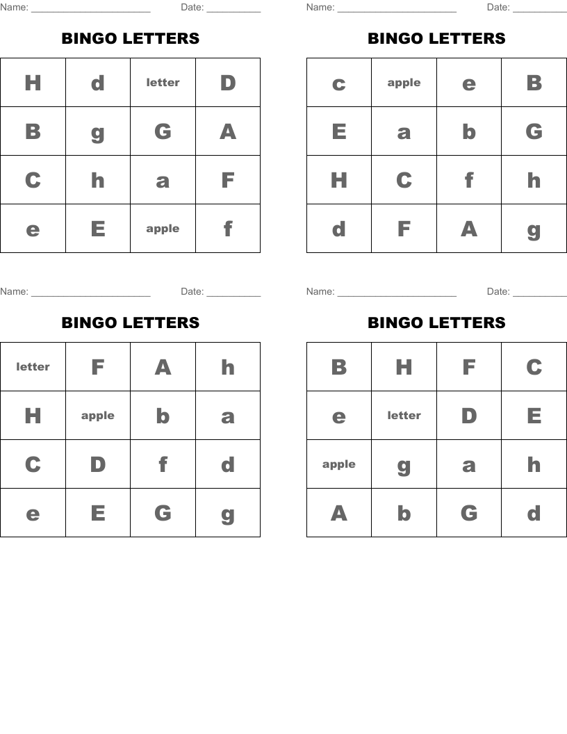 BINGO LETTERS