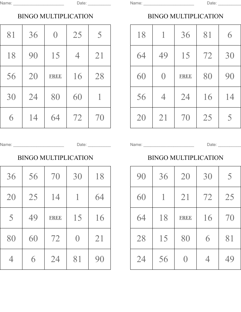 BINGO MULTIPLICATION