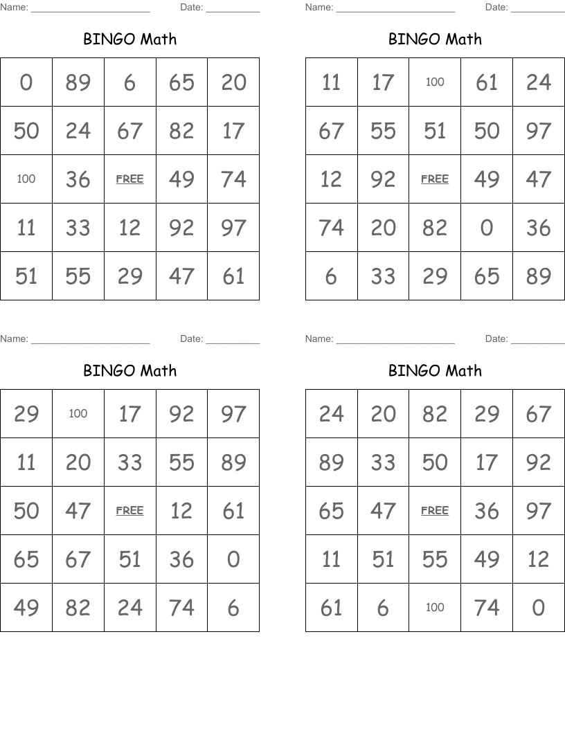 BINGO Math