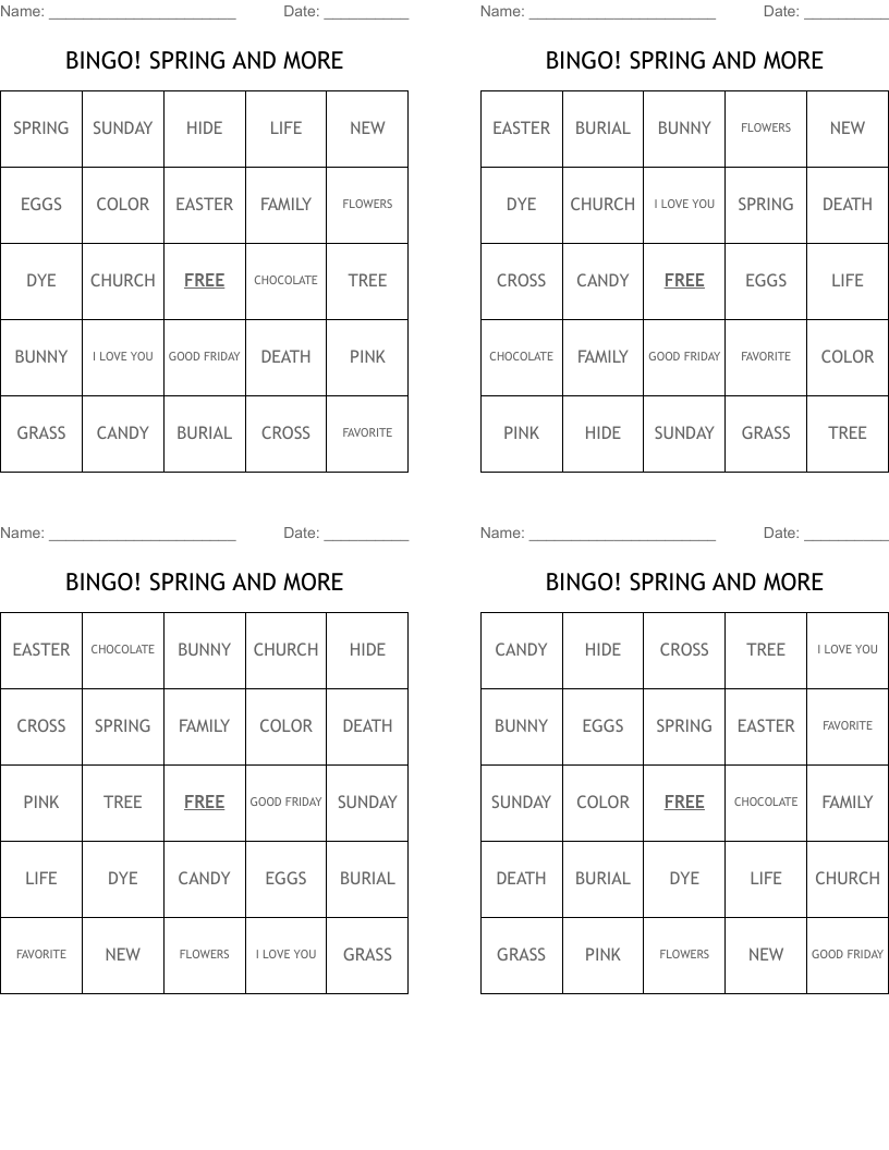 BINGO! SPRING AND MORE