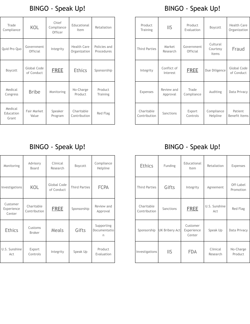 BINGO - Speak Up!
