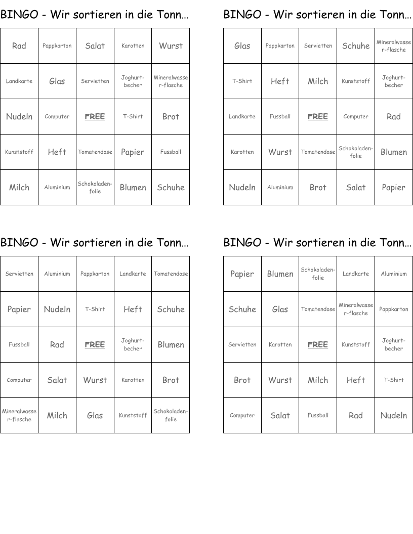 BINGO - Wir sortieren in die Tonnen!