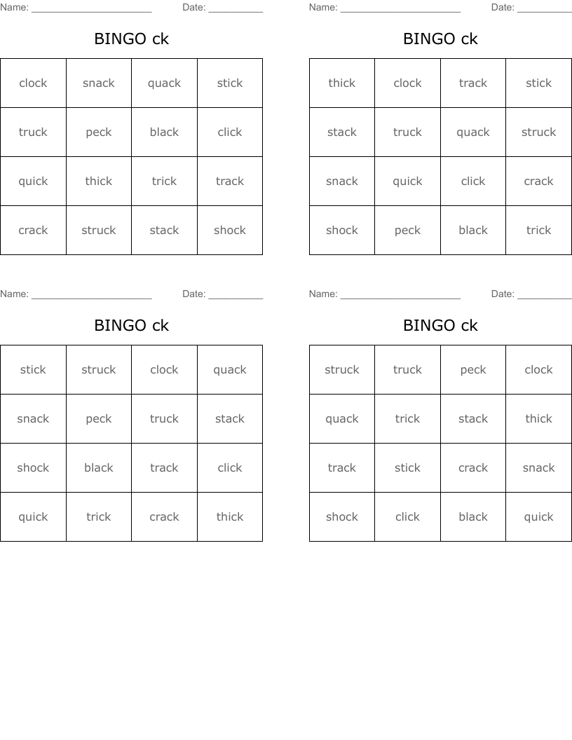 BINGO      ck