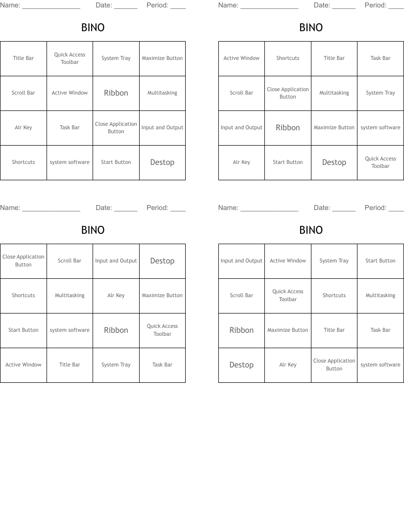 BINO Bingo Cards