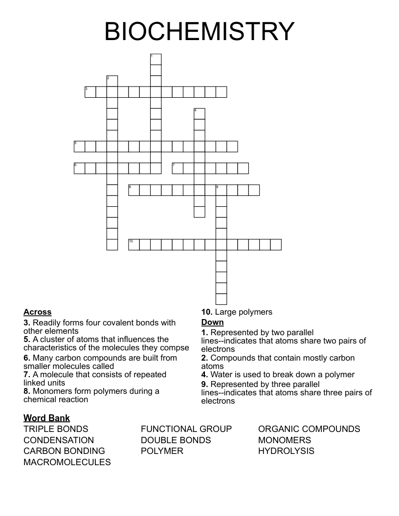 BIOCHEMISTRY Crossword