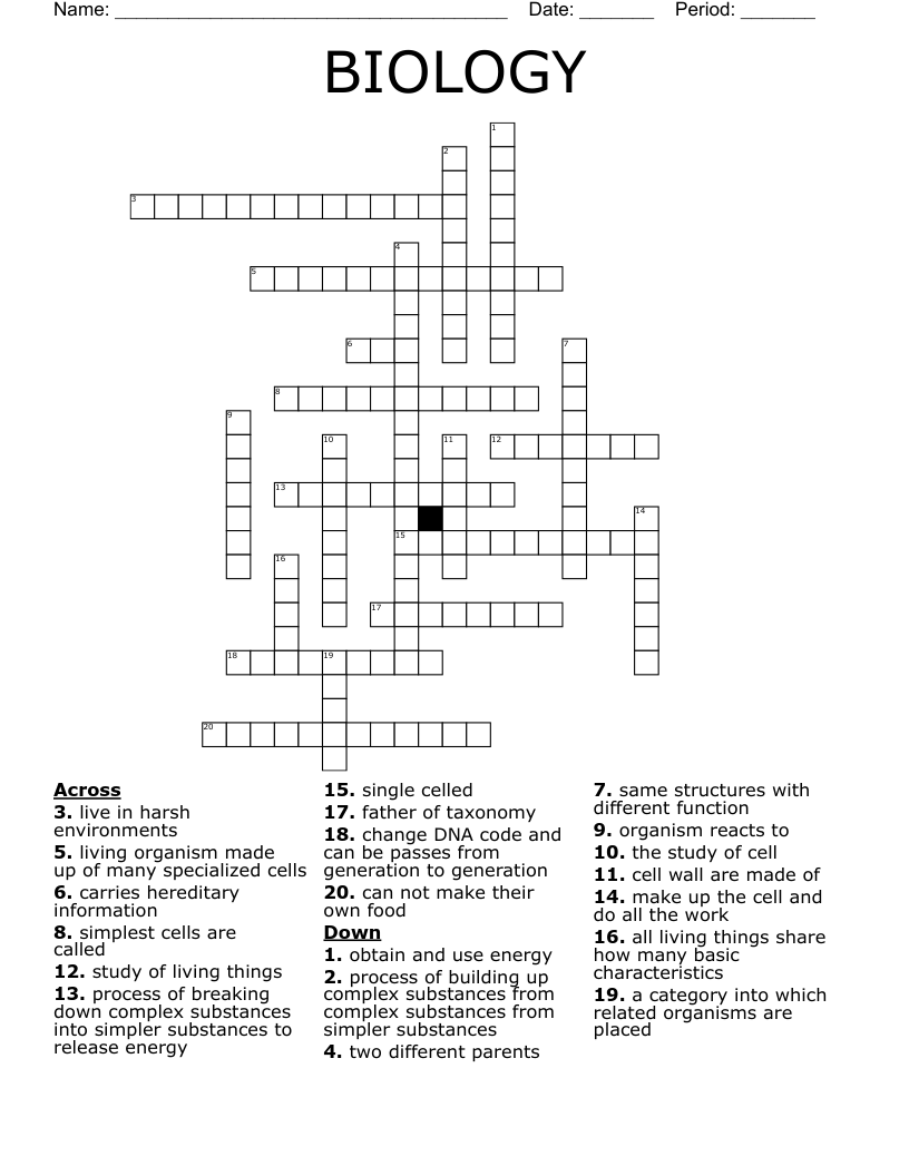 BIOLOGY Crossword