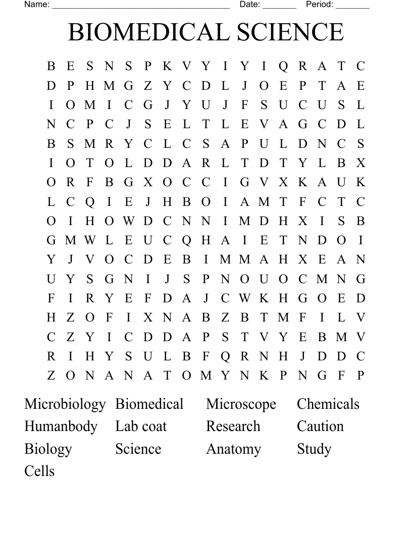 BIOMEDICAL SCIENCE  Word Search