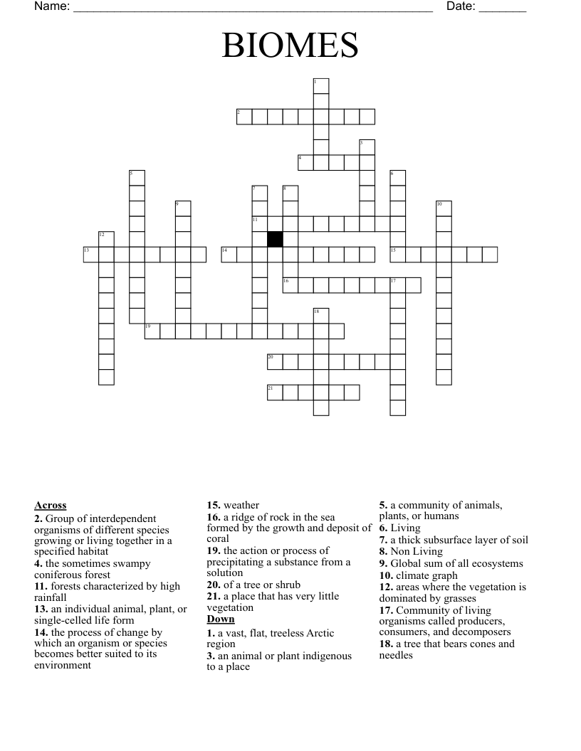 BIOMES Crossword