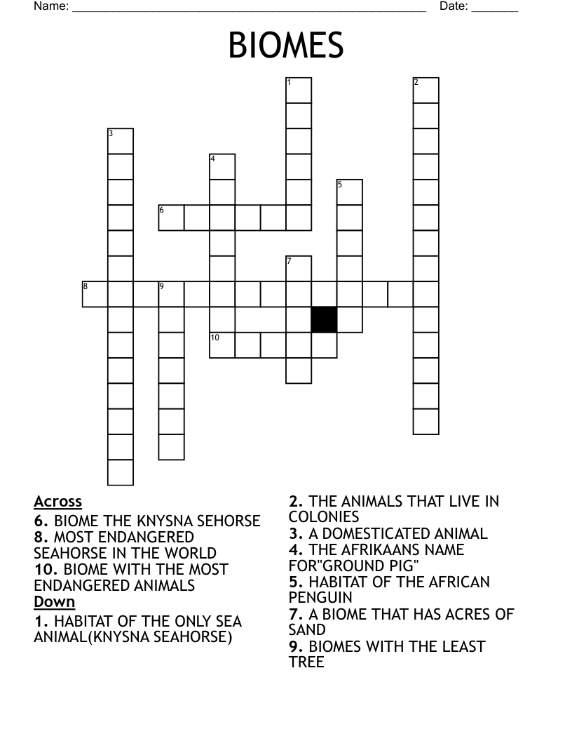 BIOMES Crossword