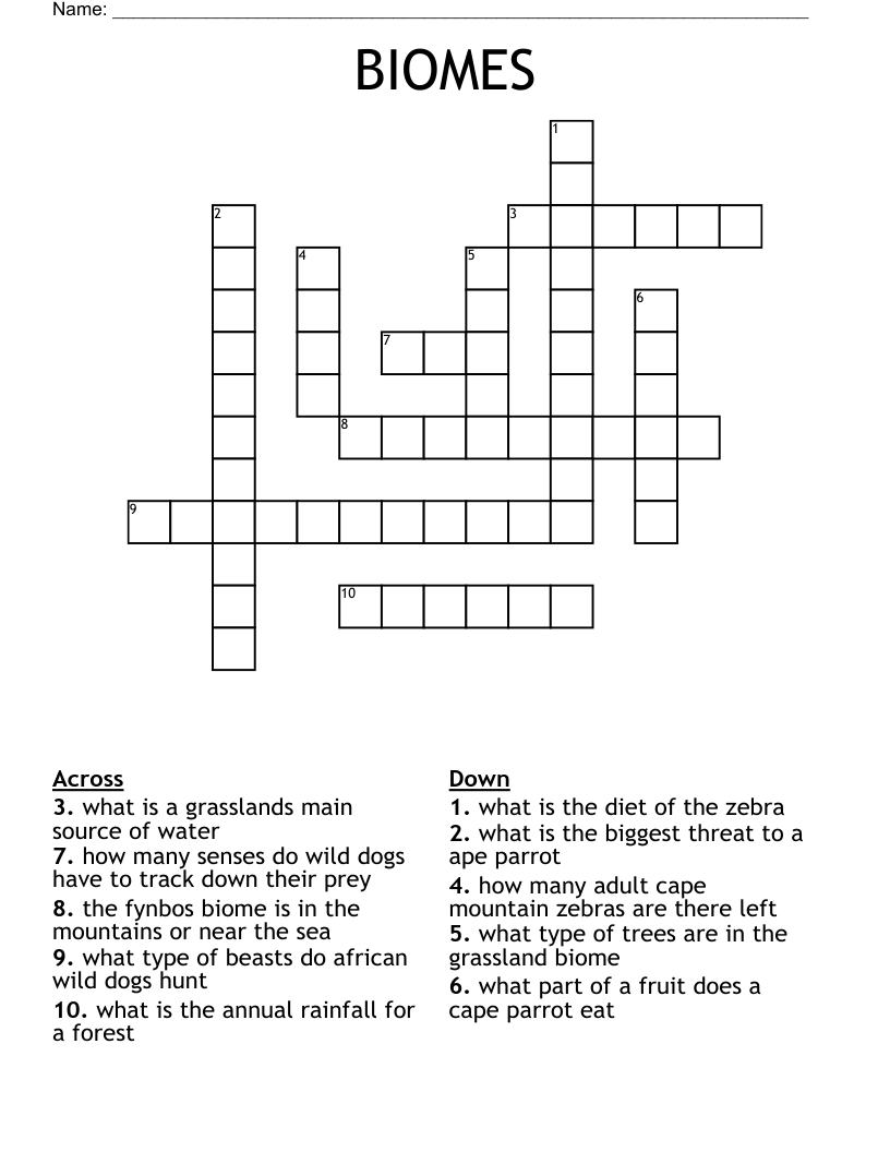 BIOMES Crossword