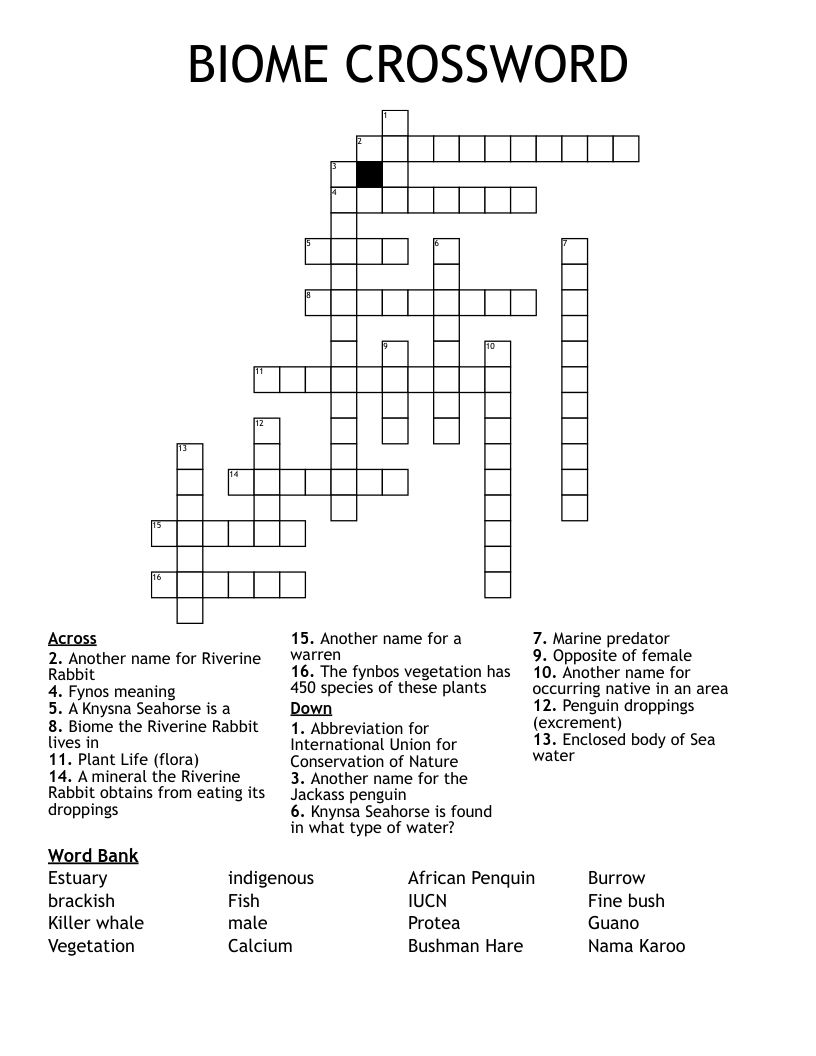 BIOME CROSSWORD