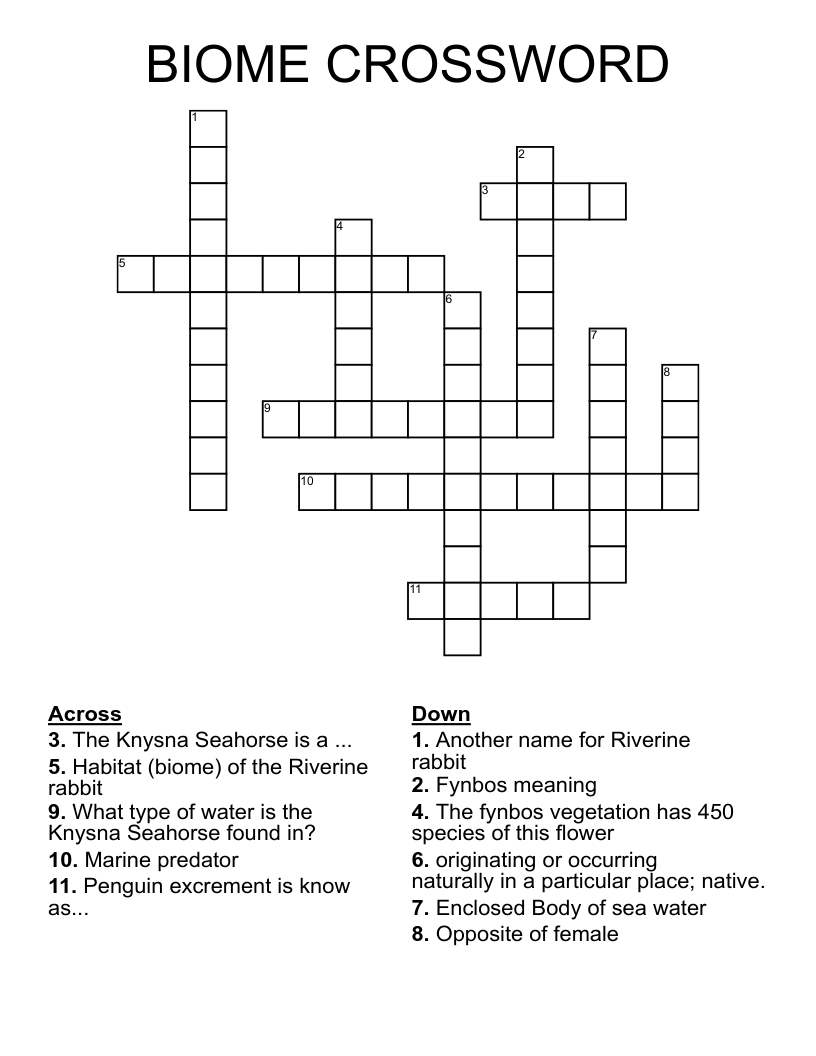 BIOME CROSSWORD