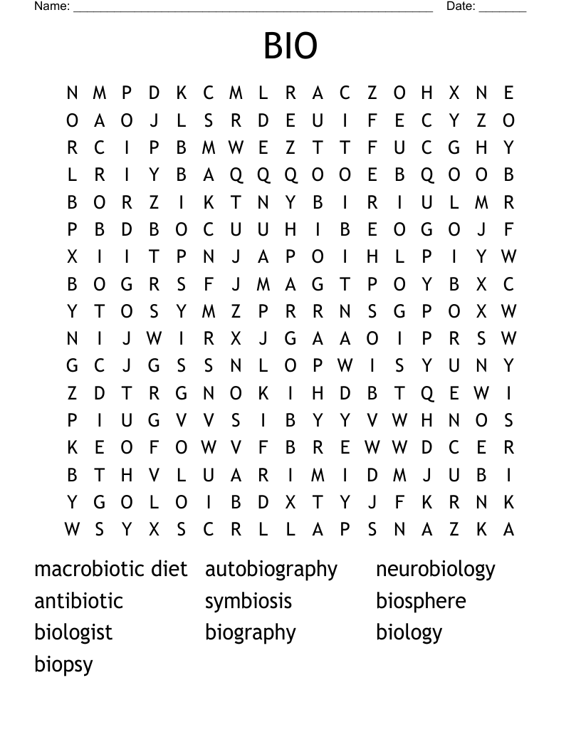 BIO Word Search