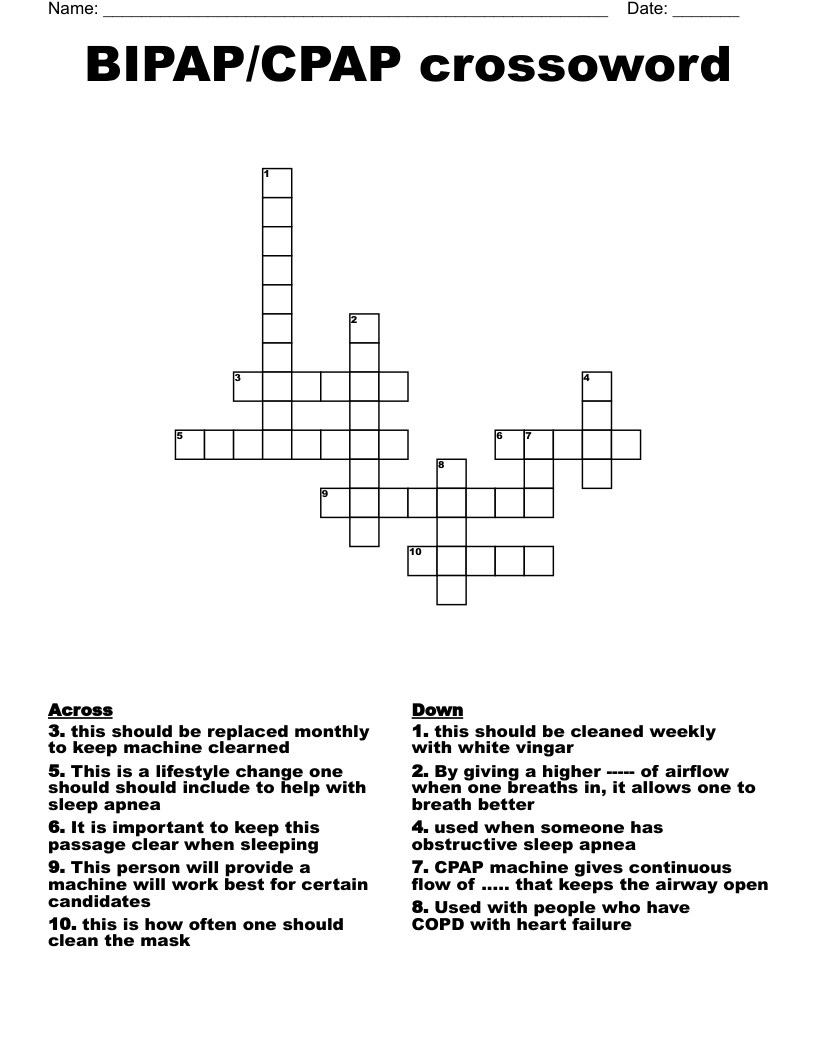 BIPAP/CPAP crossoword Crossword