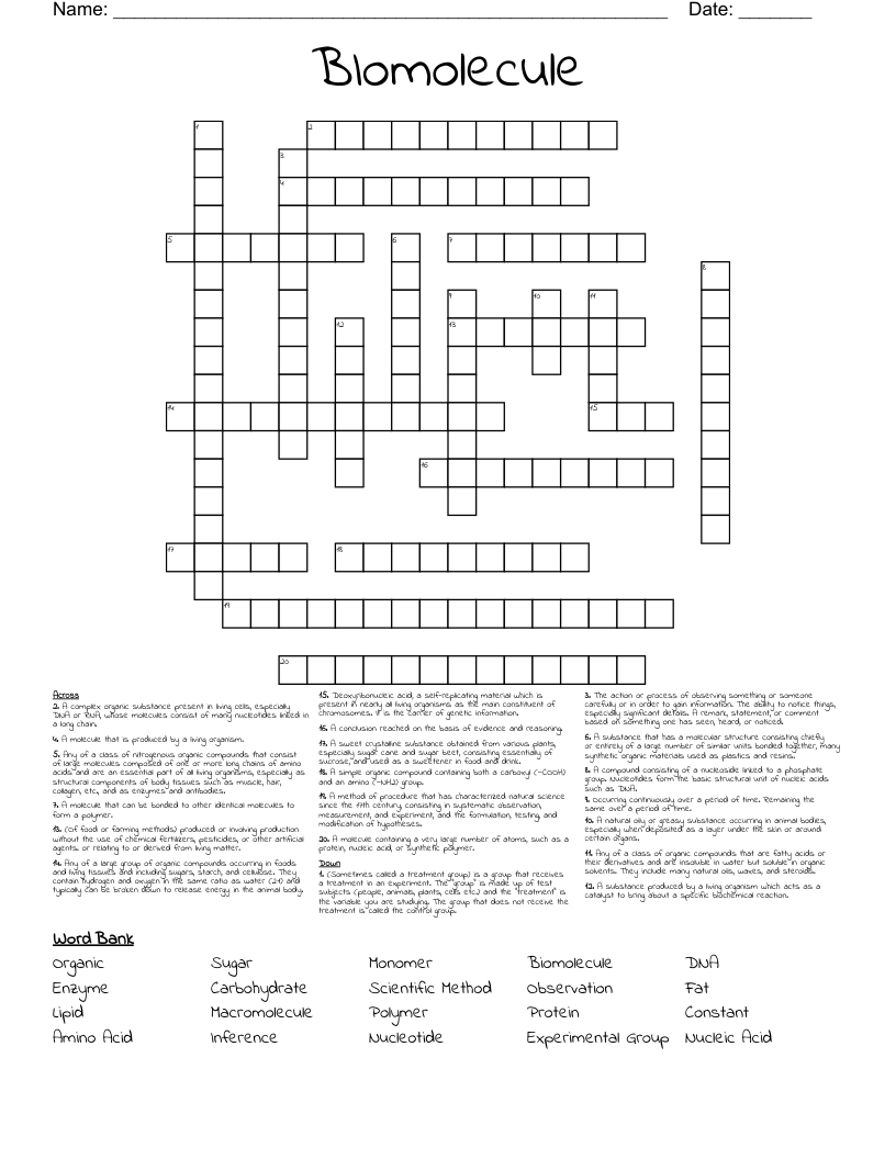 BIomolecule  Crossword