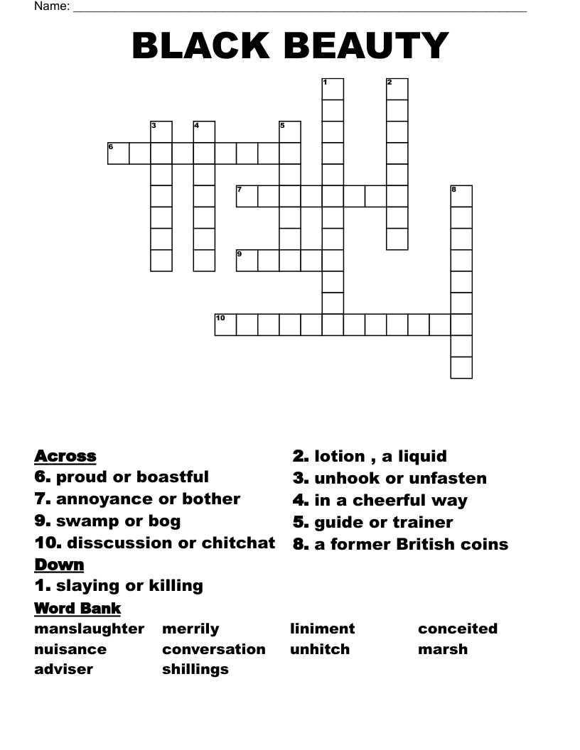 BLACK BEAUTY  Crossword