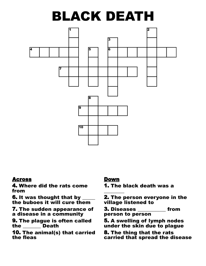 BLACK DEATH Crossword
